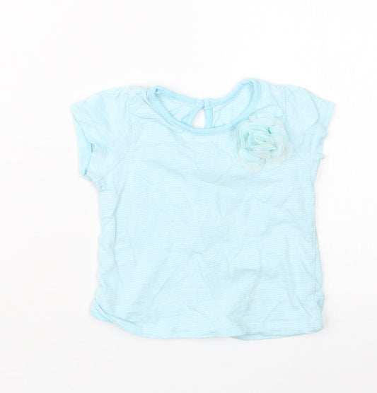 Matalan Girls Blue Striped  Basic T-Shirt Size 3-6 Months