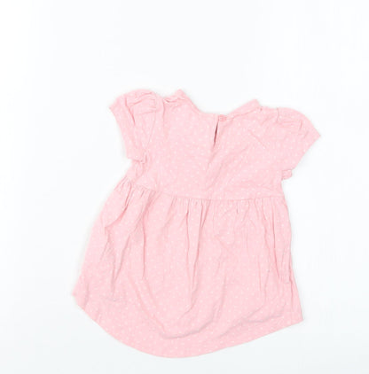 Mothercare Girls Pink Polka Dot  Basic T-Shirt Size 3-6 Months