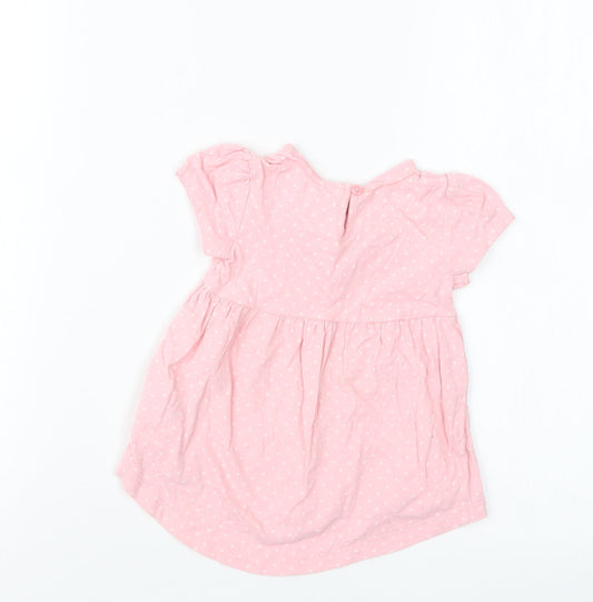 Mothercare Girls Pink Polka Dot  Basic T-Shirt Size 3-6 Months