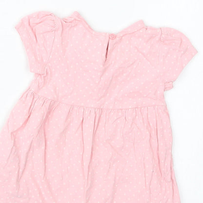 Mothercare Girls Pink Polka Dot  Basic T-Shirt Size 3-6 Months