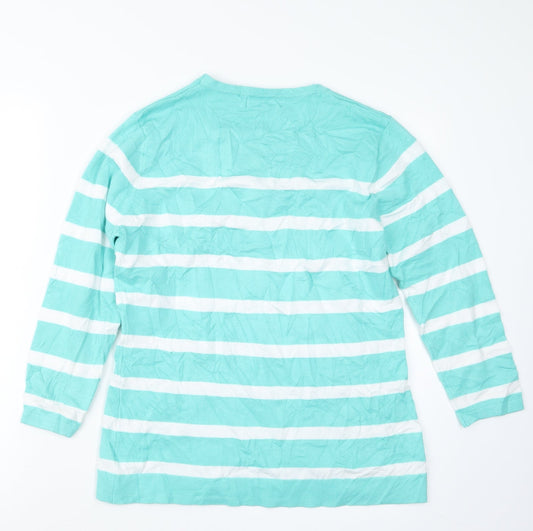 Just Elegance Womens Green Striped  Pullover Jumper Size M