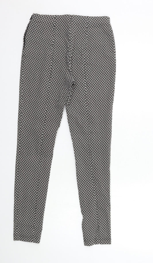 New Look Womens Black Geometric  Trousers  Size 8 L26 in