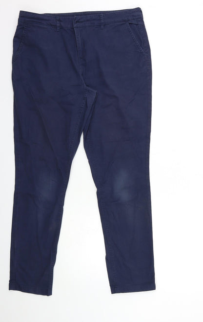Womens UK Size 34 in Preworn Regular Fit Chino Blue Trousers