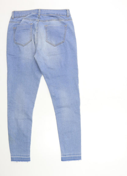 Savioa Womens Blue  Denim Skinny Jeans Size 12 L28 in