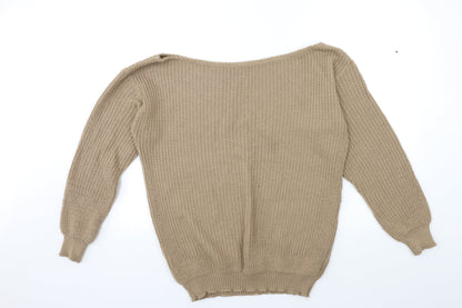 Boohoo Womens Brown  Knit Pullover Jumper Size L