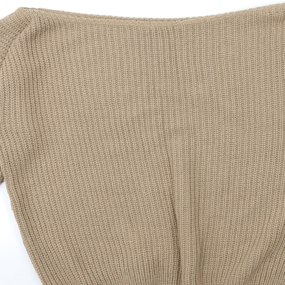 Boohoo Womens Brown  Knit Pullover Jumper Size L