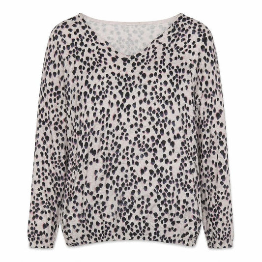 Saint Tropez Womens Brown Animal Print Knit Pullover Jumper Size XS