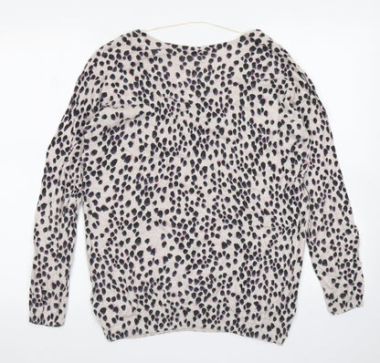 Saint Tropez Womens Brown Animal Print Knit Pullover Jumper Size XS