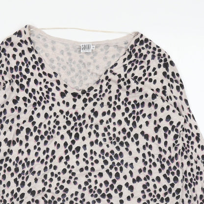 Saint Tropez Womens Brown Animal Print Knit Pullover Jumper Size XS