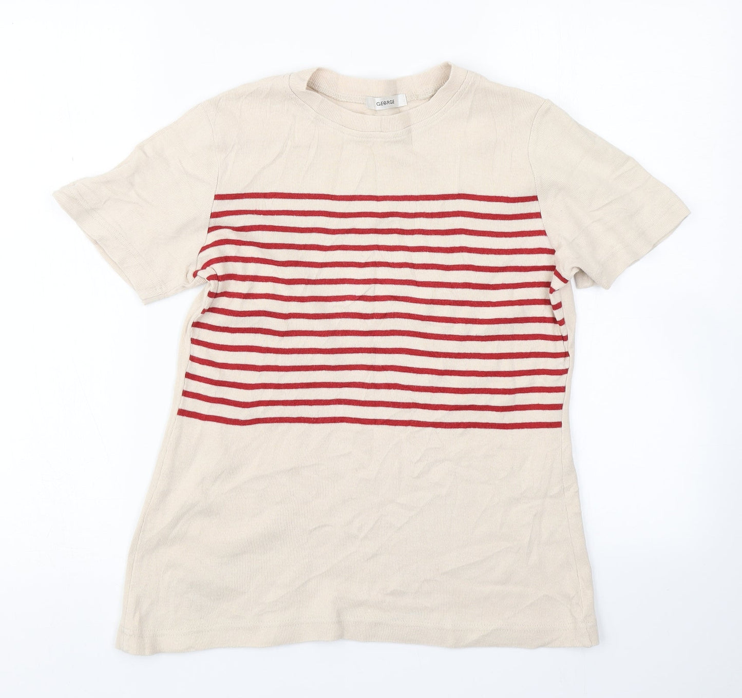 George Womens Brown Striped Knit Basic T-Shirt Size 12