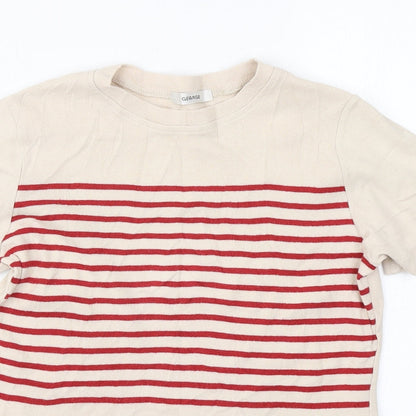 George Womens Brown Striped Knit Basic T-Shirt Size 12