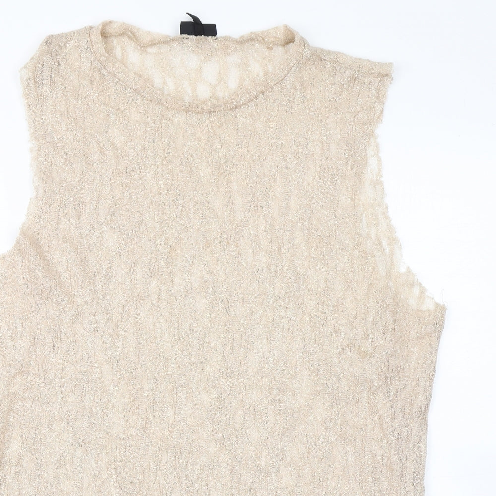 Womens UK Size 16 Topshop Beige Basic Tank