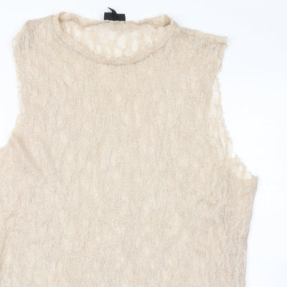 Womens UK Size 16 Topshop Beige Basic Tank