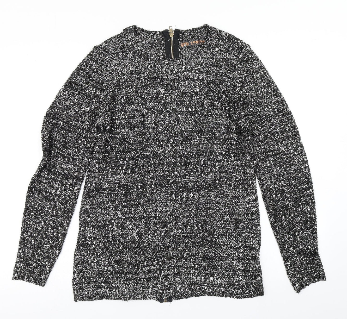 Womens UK Size M QED London Silver Pullover Jumper