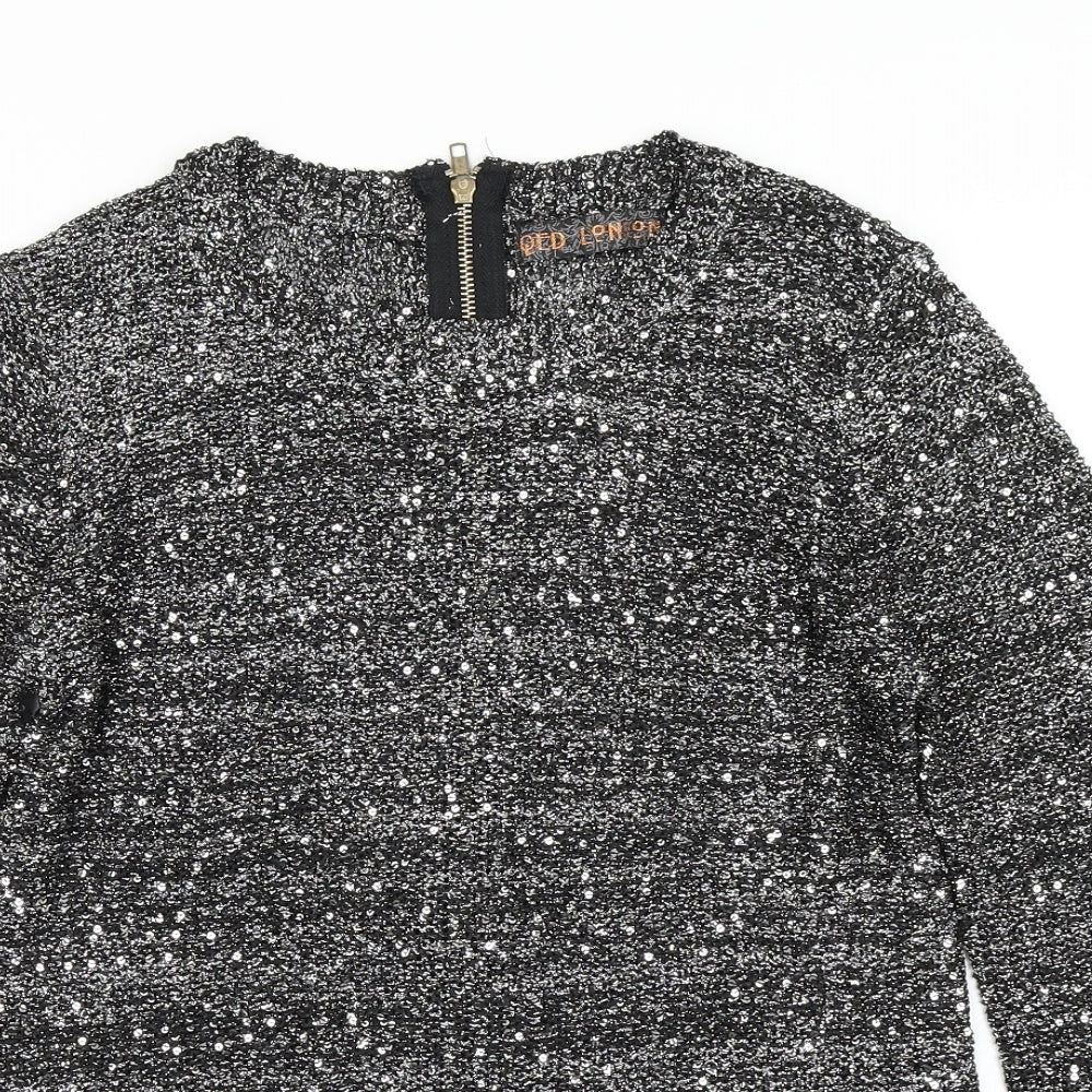 Womens UK Size M QED London Silver Pullover Jumper