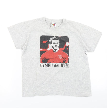Fruit of the Loom Boys Grey   Basic T-Shirt Size 7-8 Years  - Wales Forever