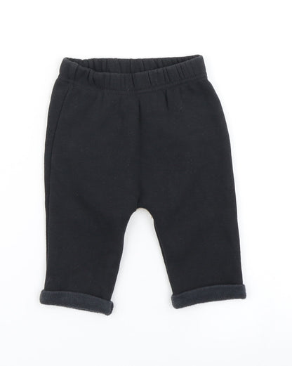 Nutmeg Boys Black   Jogger Trousers Size 3-6 Months  - Bear