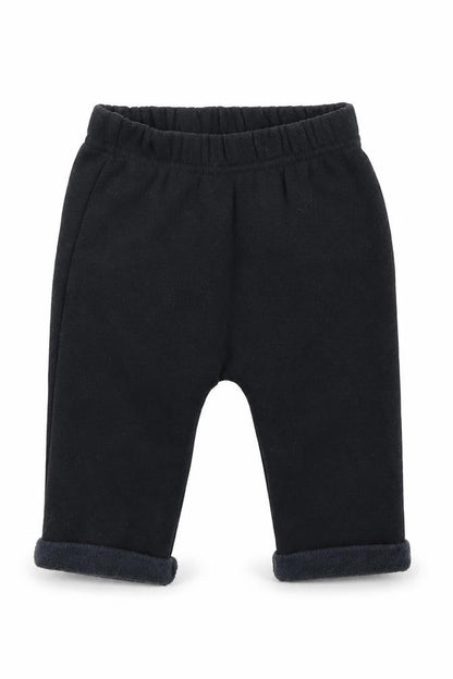 Front view of Nutmeg boys’ black jogger trousers, size 3-6, months - bear