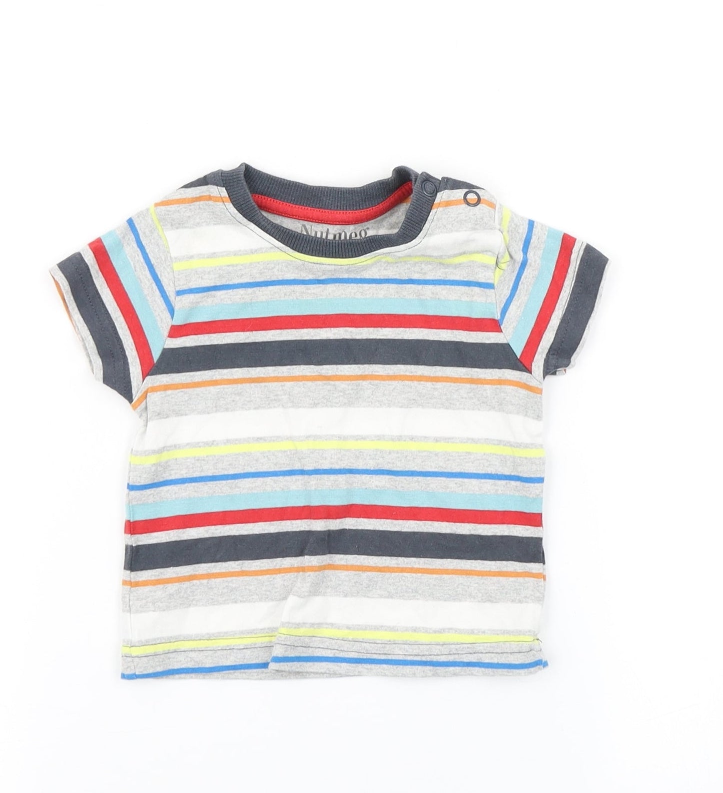 Nutmeg Boys Grey Striped  Basic T-Shirt Size 3-6 Months