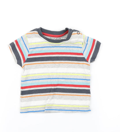 Nutmeg Boys Grey Striped  Basic T-Shirt Size 3-6 Months