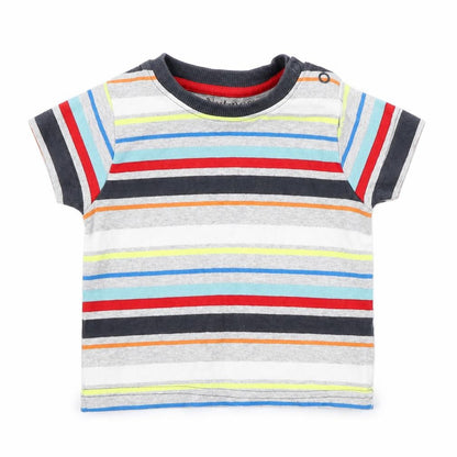 Nutmeg Boys Grey Striped  Basic T-Shirt Size 3-6 Months