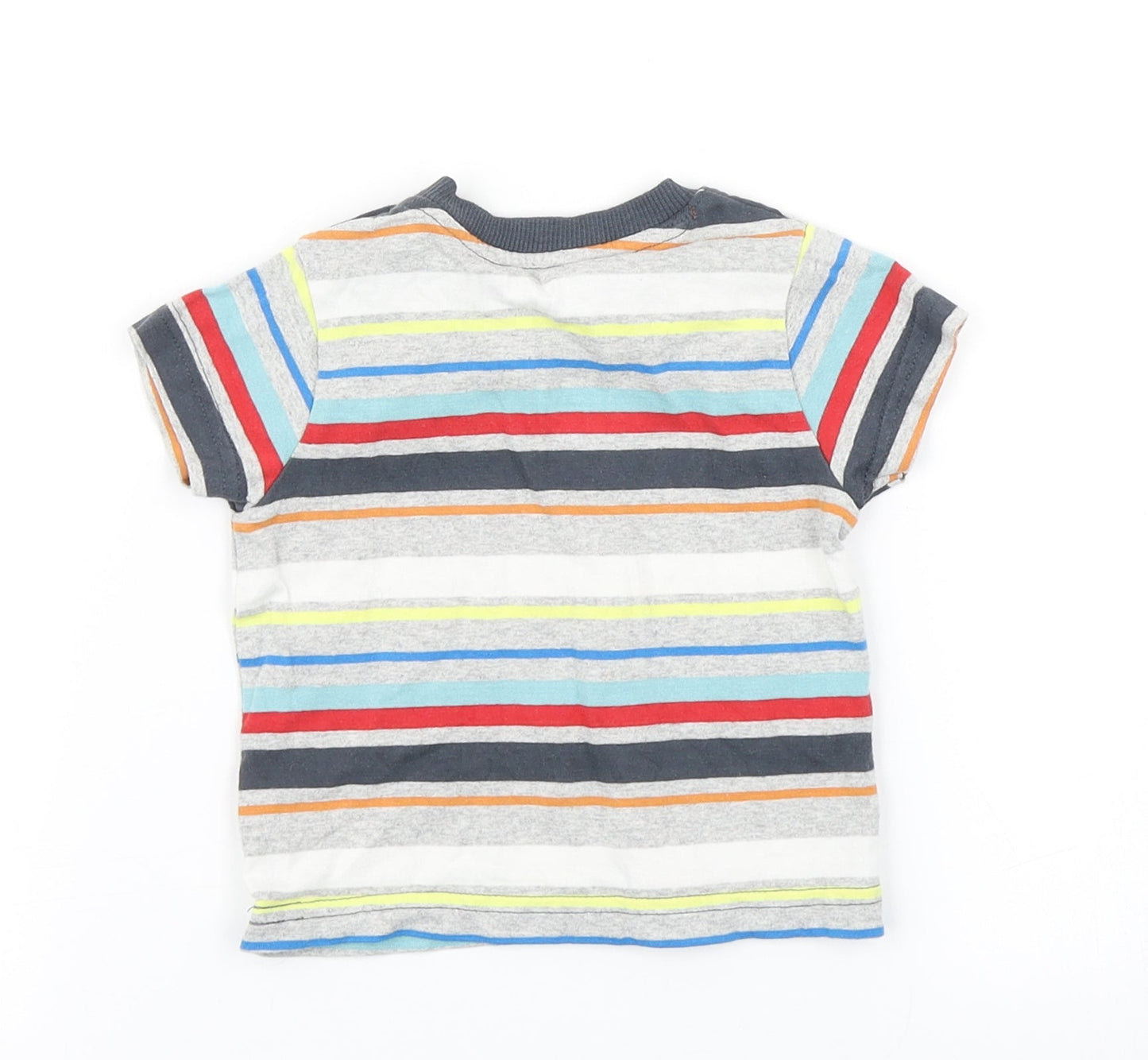 Nutmeg Boys Grey Striped  Basic T-Shirt Size 3-6 Months