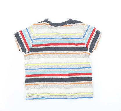 Nutmeg Boys Grey Striped  Basic T-Shirt Size 3-6 Months