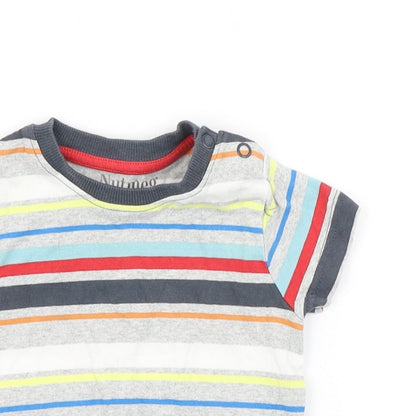 Nutmeg Boys Grey Striped  Basic T-Shirt Size 3-6 Months