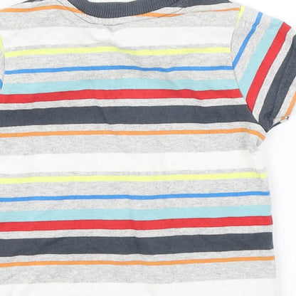 Nutmeg Boys Grey Striped  Basic T-Shirt Size 3-6 Months