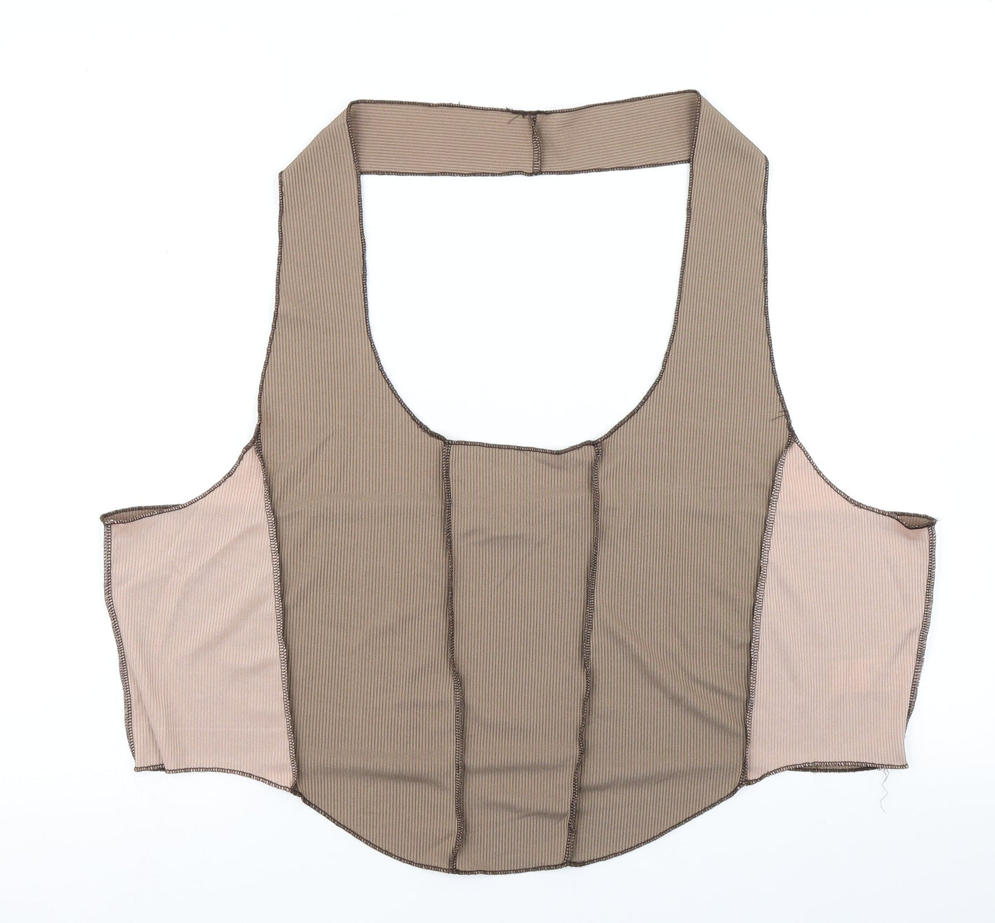 Womens UK Size 30 PRETTYLITTLETHING Brown Cropped Tank