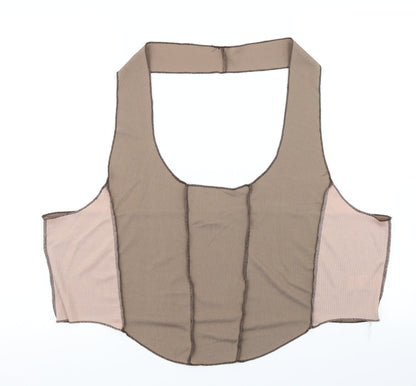 Womens UK Size 30 PRETTYLITTLETHING Brown Cropped Tank