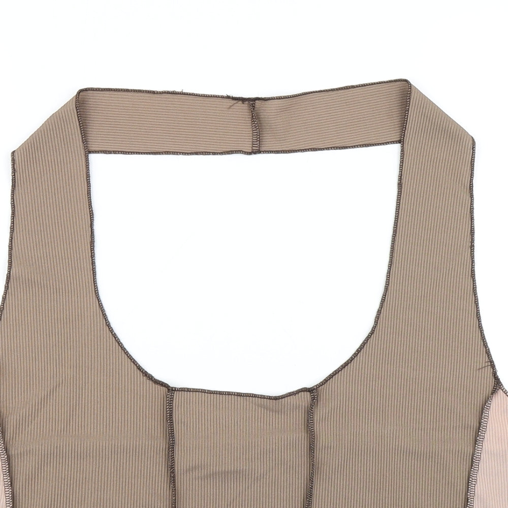 Womens UK Size 30 PRETTYLITTLETHING Brown Cropped Tank