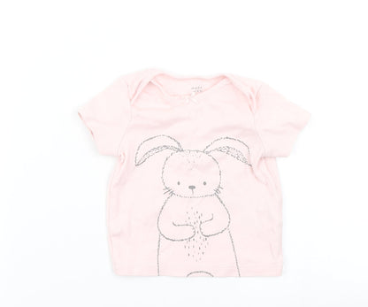 Fred & Flo Girls Pink   Basic T-Shirt Size 6-9 Months