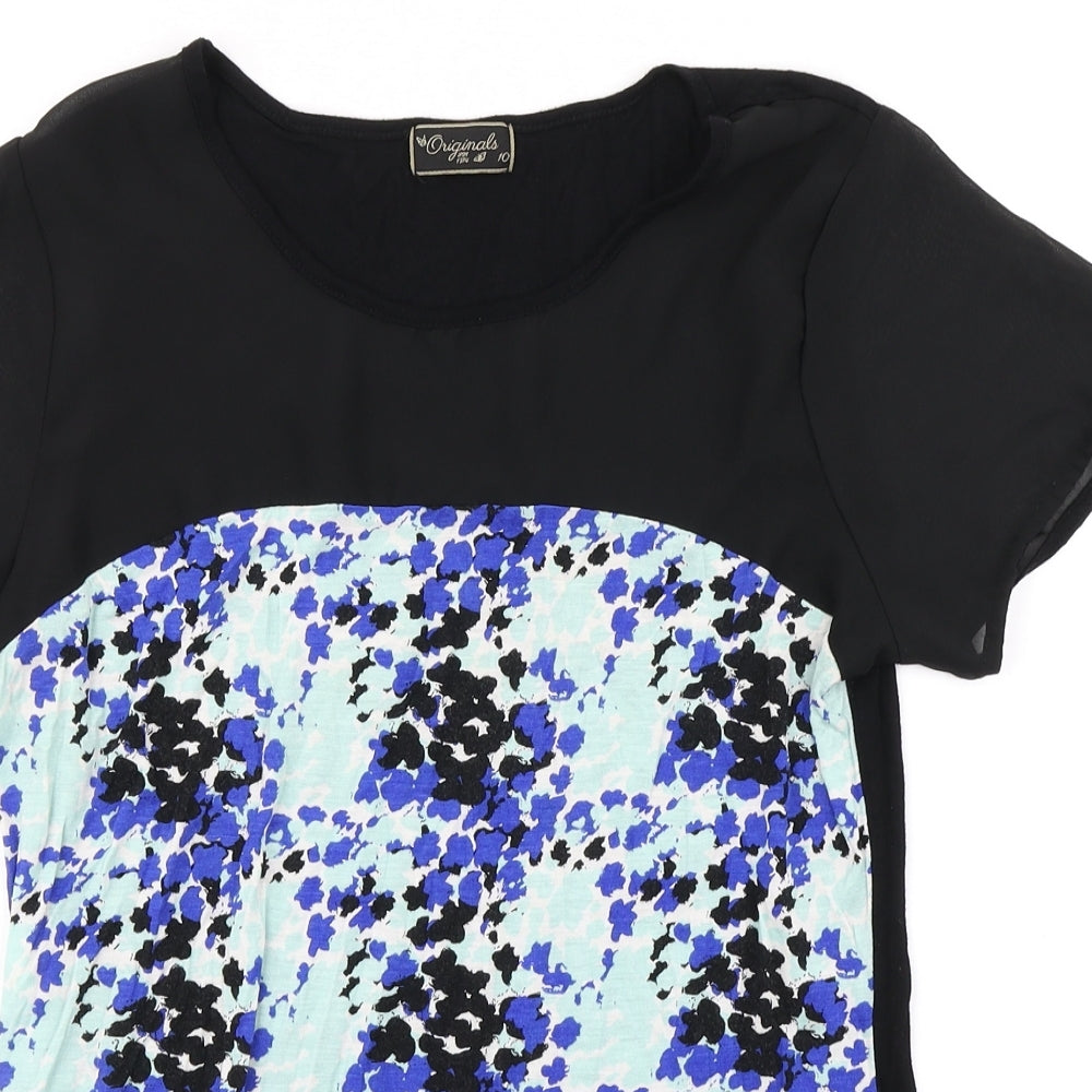 Originals Womens Blue Floral  Basic T-Shirt Size 10