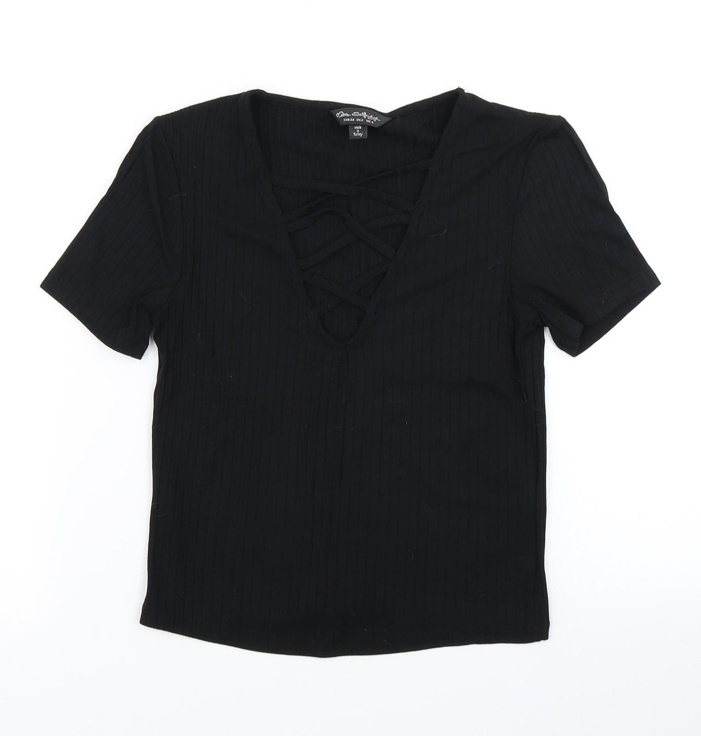 Miss Selfridge Womens Black   Cropped T-Shirt Size 6