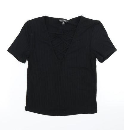 Miss Selfridge Womens Black   Cropped T-Shirt Size 6