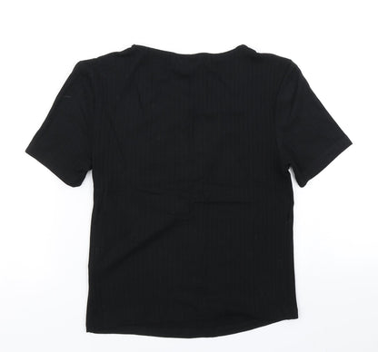 Miss Selfridge Womens Black   Cropped T-Shirt Size 6
