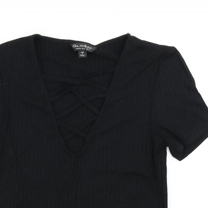 Miss Selfridge Womens Black   Cropped T-Shirt Size 6