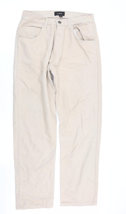 Mens UK Size 32 in chen Regular Fit Straight Beige Jeans