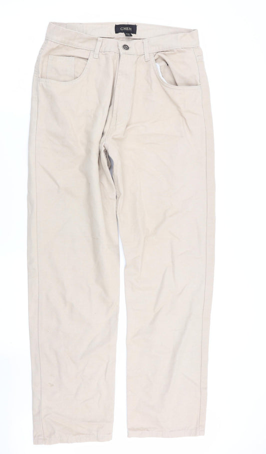 chen Mens Beige   Straight Jeans Size 32 in L31 in