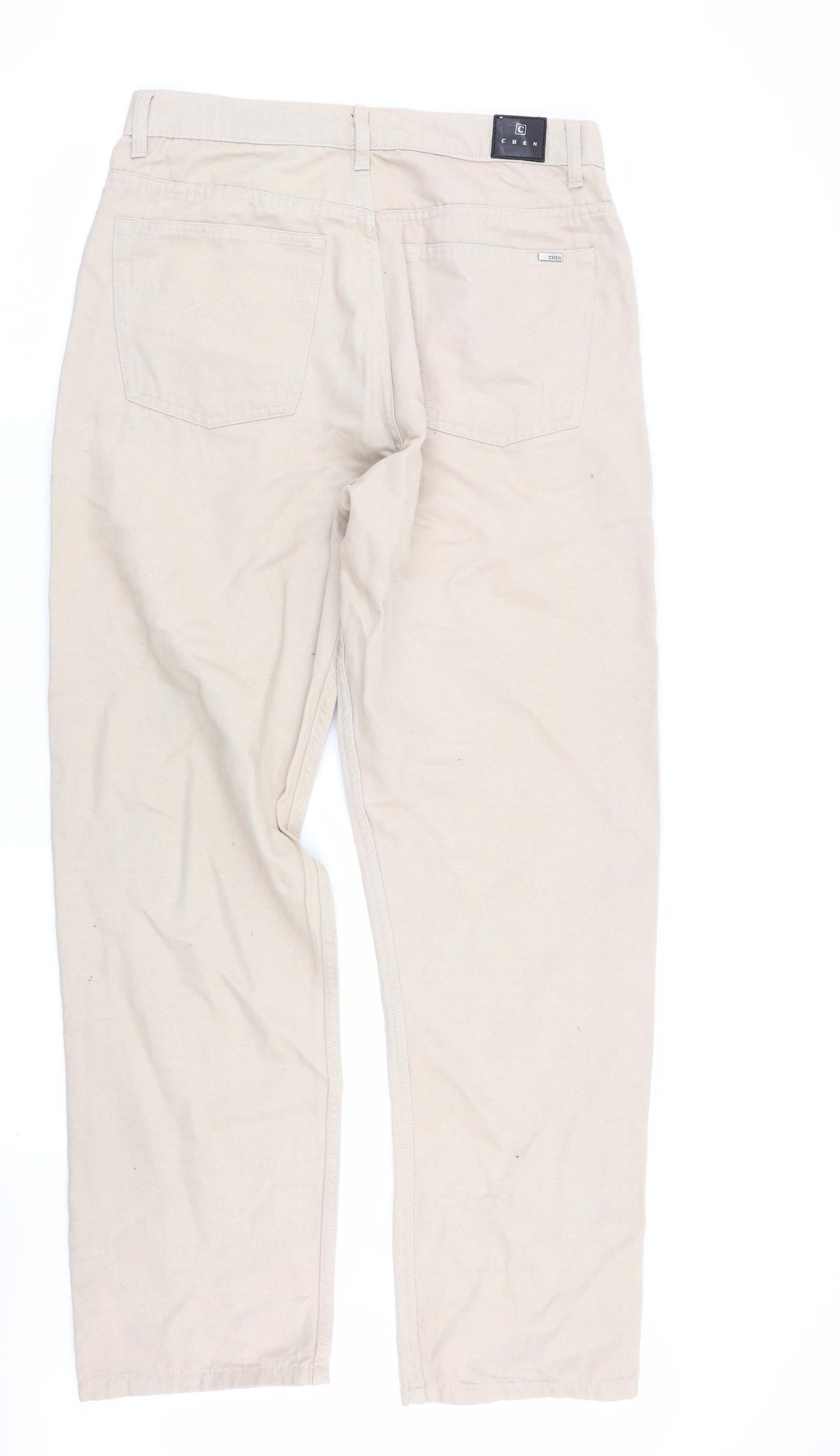 Mens UK Size 32 in chen Regular Fit Straight Beige Jeans