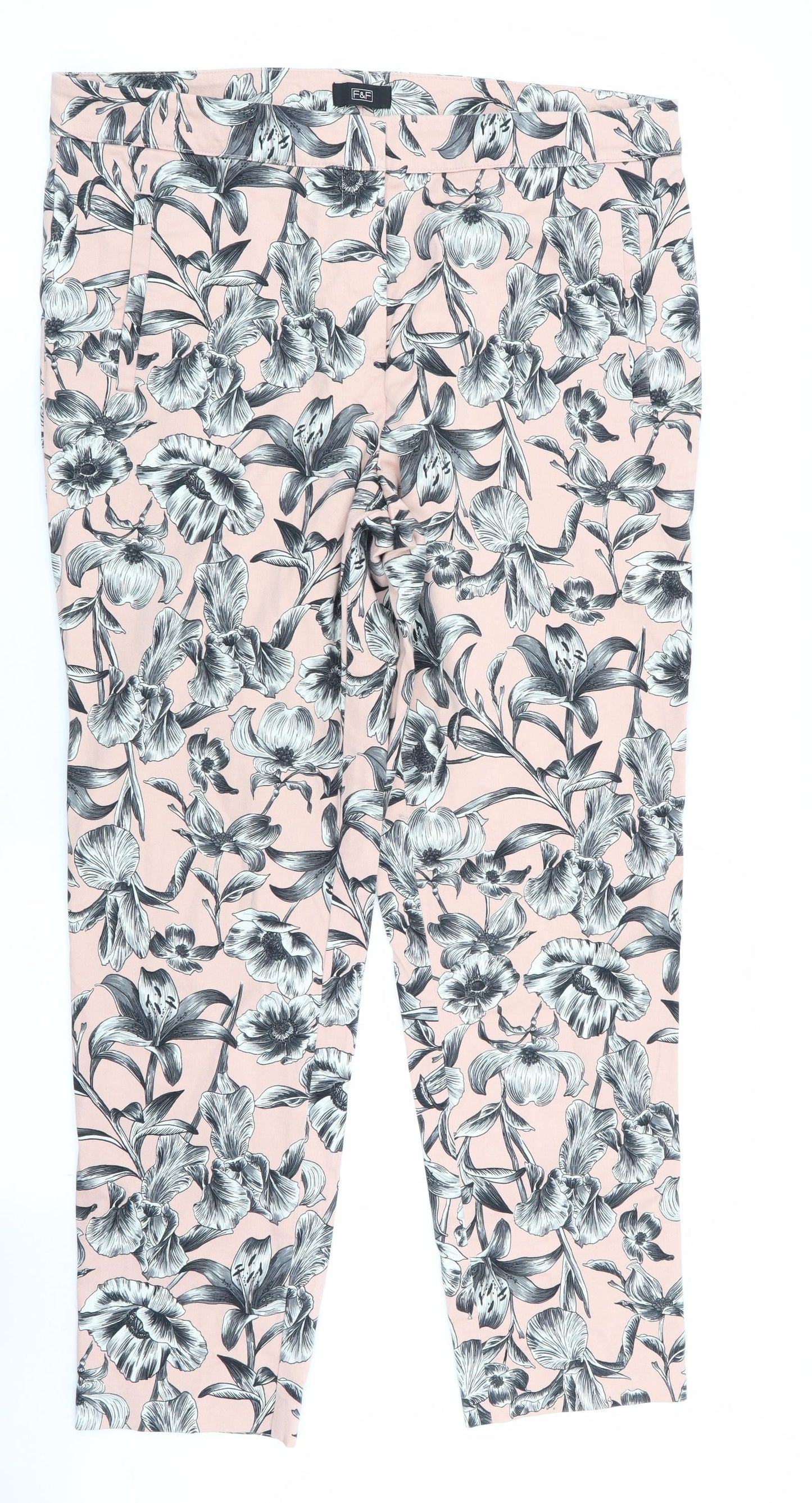 F&F Womens Multicoloured Floral  Trousers  Size 34 in L28 in