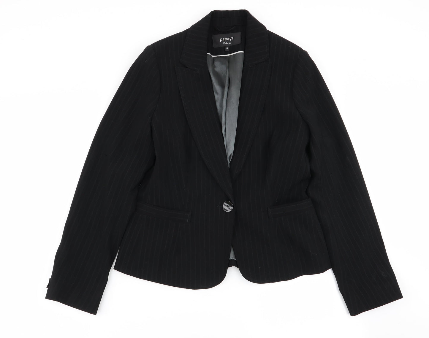 Papaya Womens Black Striped  Jacket Blazer Size 10