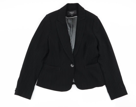 Papaya Womens Black Striped  Jacket Blazer Size 10
