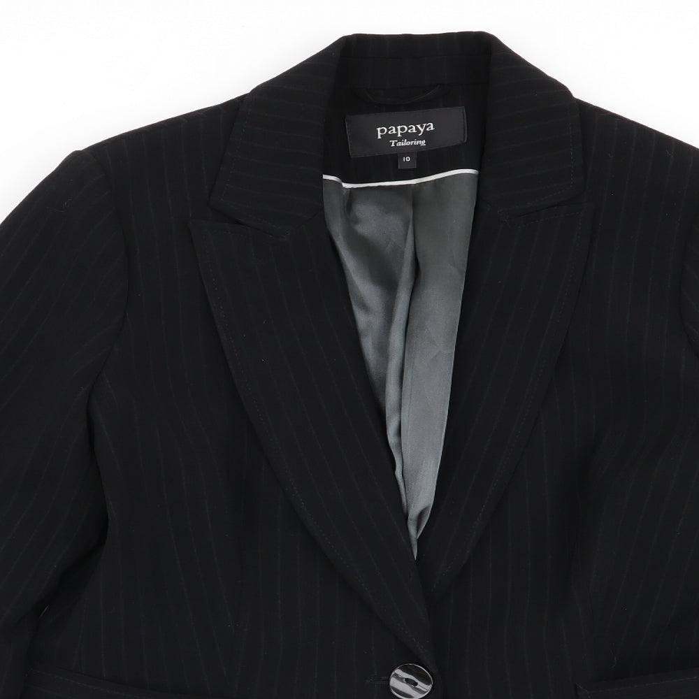 Papaya Womens Black Striped  Jacket Blazer Size 10