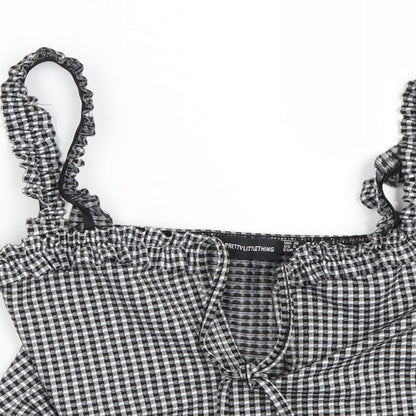Womens UK Size 10 PRETTYLITTLETHING Black Cropped Tank