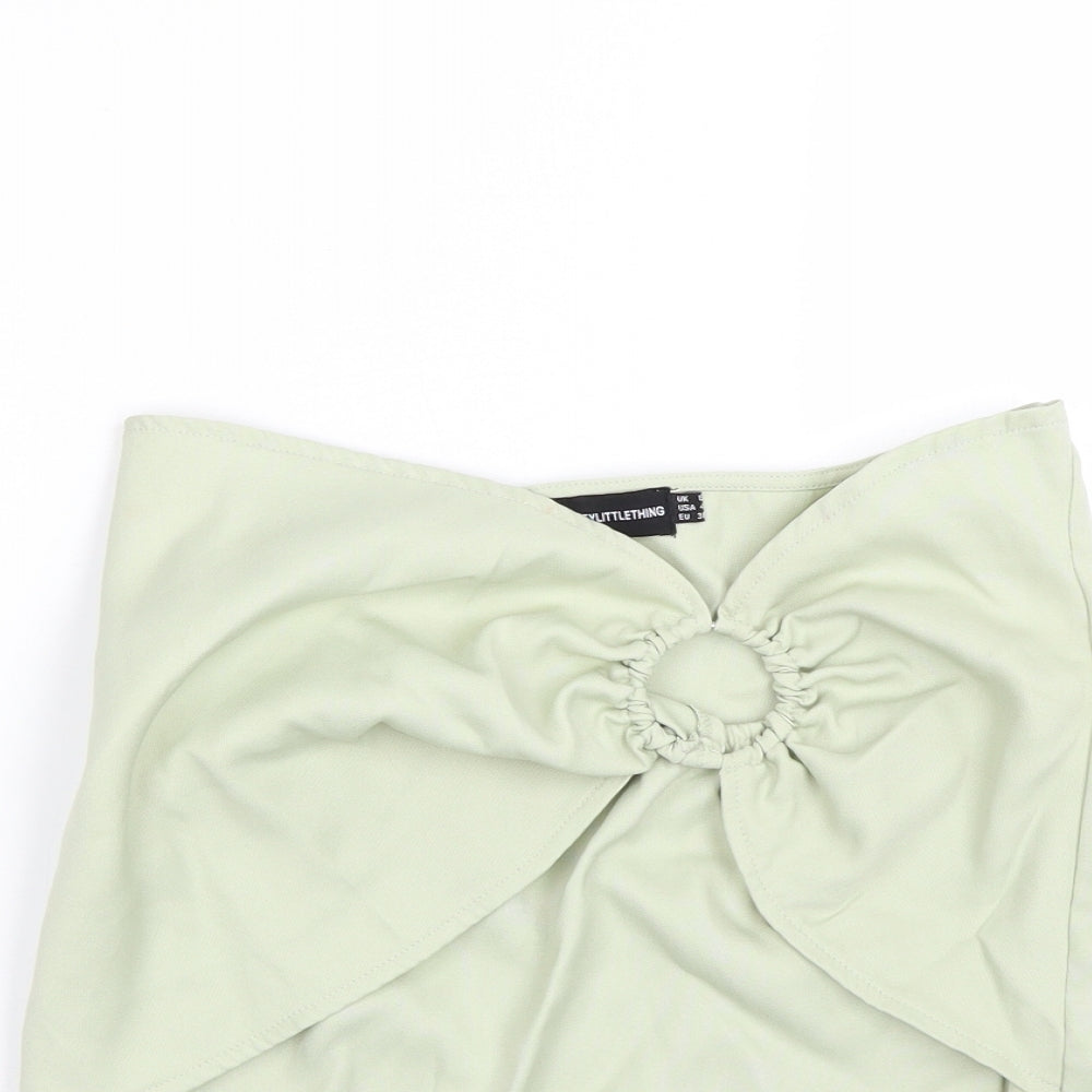 Womens UK Size 8 PRETTYLITTLETHING Green Basic T-Shirt