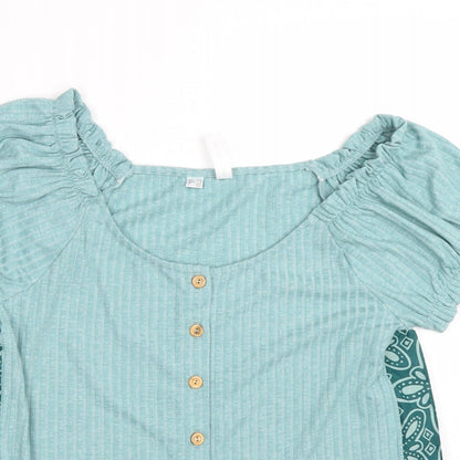 Womens UK Size M Rainbow Blue Basic T-Shirt