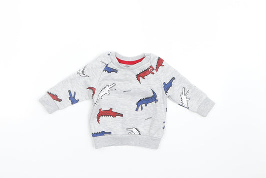 Primark Boys Grey Animal Print  Pullover Jumper Size 0-3 Months  - Crocodiles