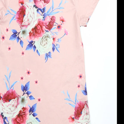 Shien Womens Pink Floral  Basic T-Shirt Size 6